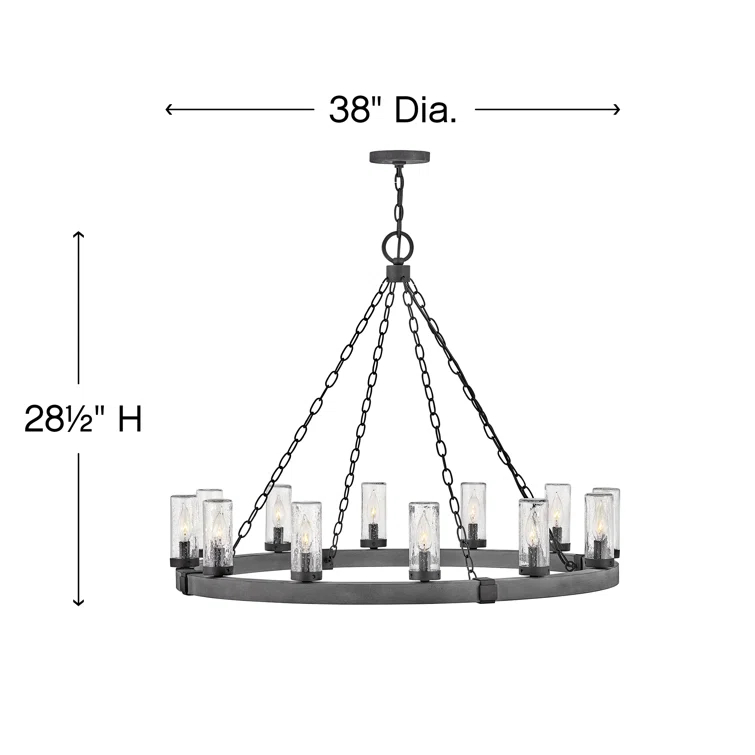 Sawyer 12-Light Single Tier Outdoor Rustic Chandelier