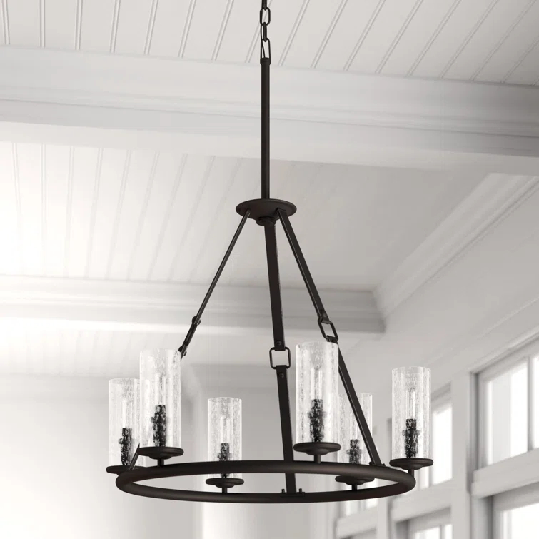 Dakota 6 - Light Unique / Statement Wagon Wheel Chandelier