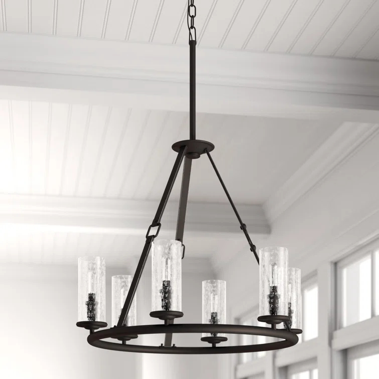 Dakota 6 - Light Unique / Statement Wagon Wheel Chandelier