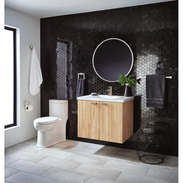 90 Degree Single Hole Bathroom Faucet with Drain Assembly