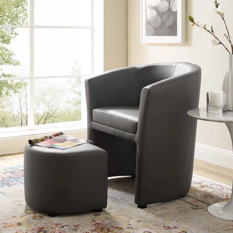 Modway Divulge Modern Leatherette Armchair and Ottoman