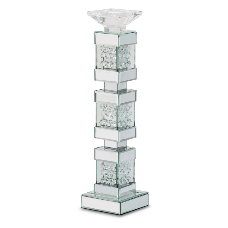 Michael Amini Montreal 20'' H Glass Tabletop Candlestick (Set of 2)