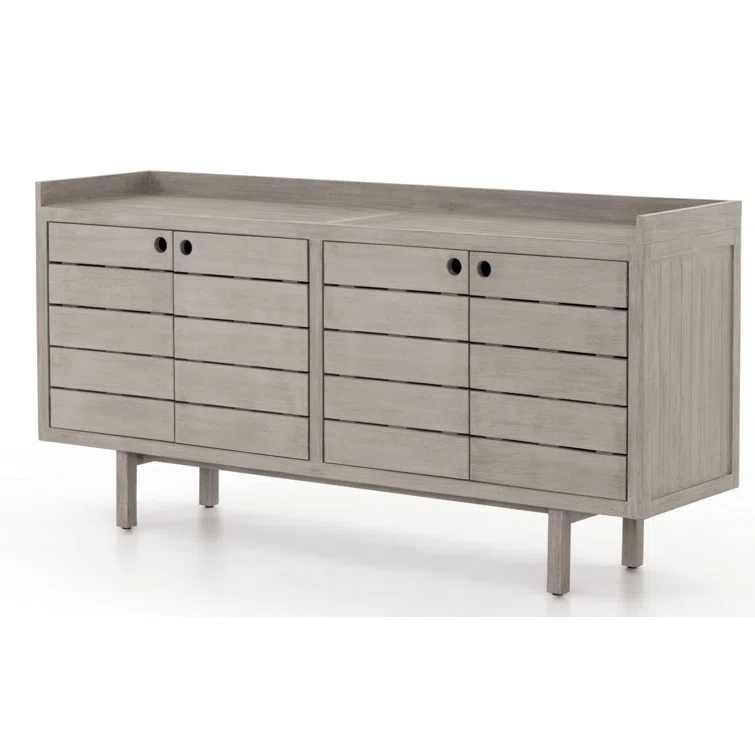 Contemporary Lula 70'' Weathered Grey Teak Outdoor Sideboard