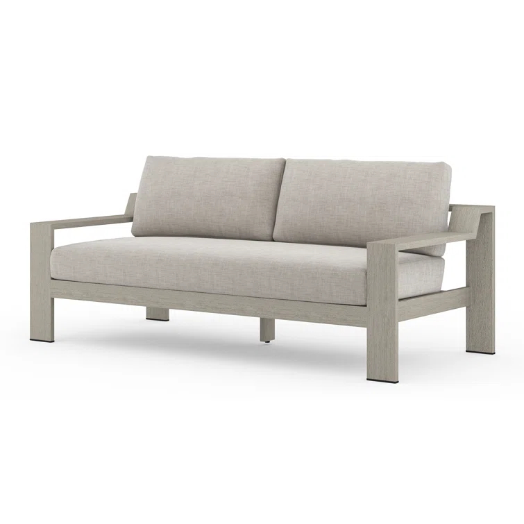 Stone Gray Teak Two-Seat Outdoor Couch