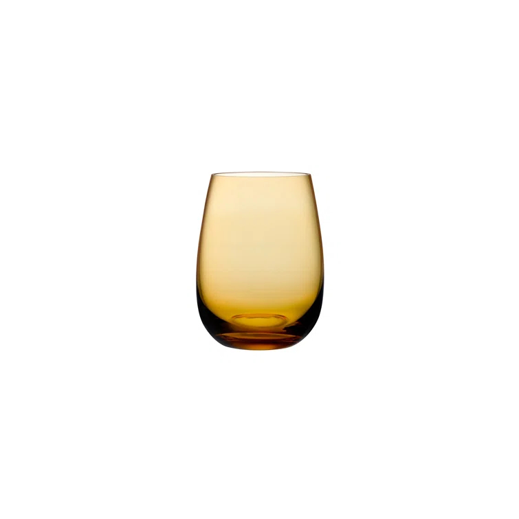 Amber Crystal Drinking Glass Set with Modern Raindrop Profile