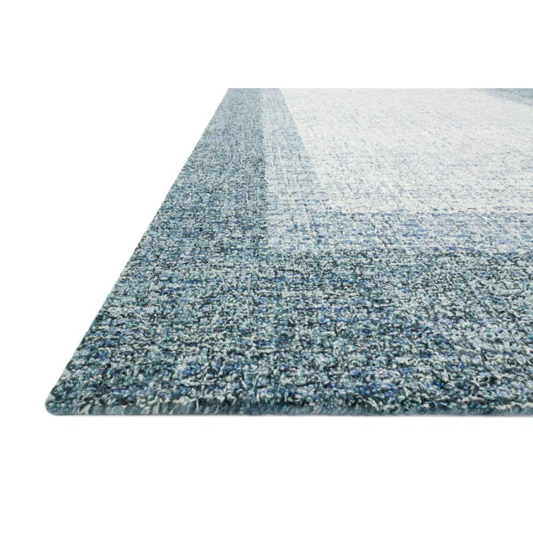 Aqua Handmade Tufted Wool Rectangular Rug 27" x 45"