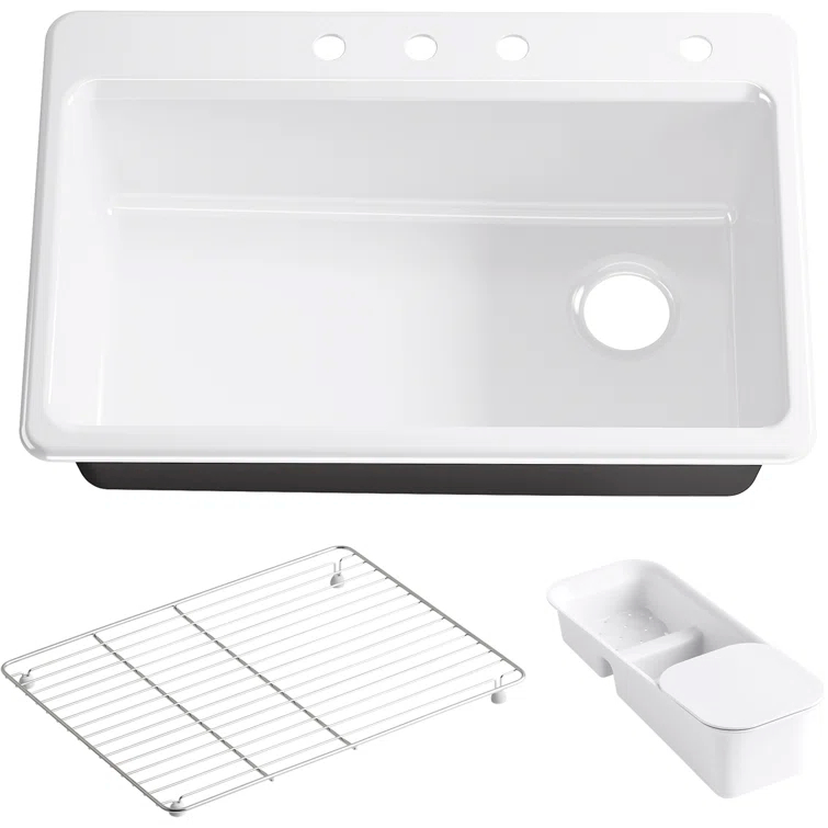 Riverby 33" L x 22" W x 9-5/8" Top-Mount Single Bowl Kitchen Sink W/ Accessories