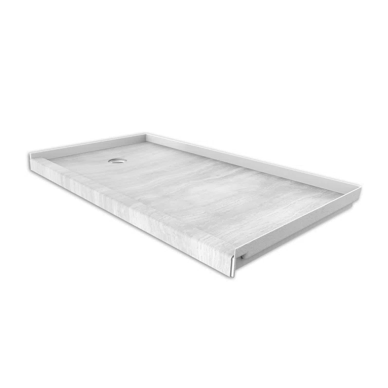 FlexStone 60"L x 30"W Single Threshold Alcove Shower Base with Right-Hand Drain