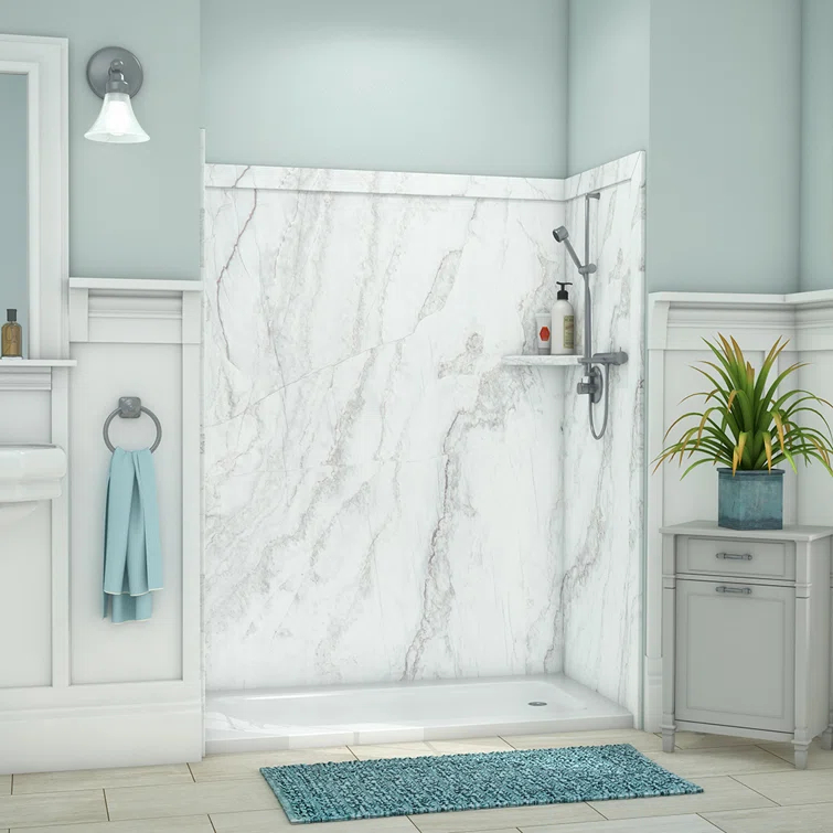FlexStone Royale 60"W x 36"D x 80"H Alcove Bathtub/Shower Surround