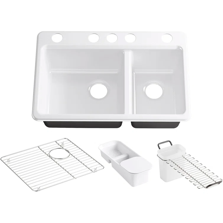 Riverby 33" L x 22" W Double Basin Undermount Kitchen Sink