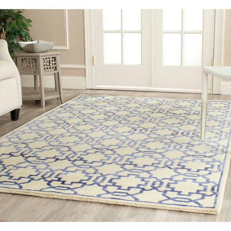 Mosaic Hand Knotted Wool And Viscose Geometric Rug