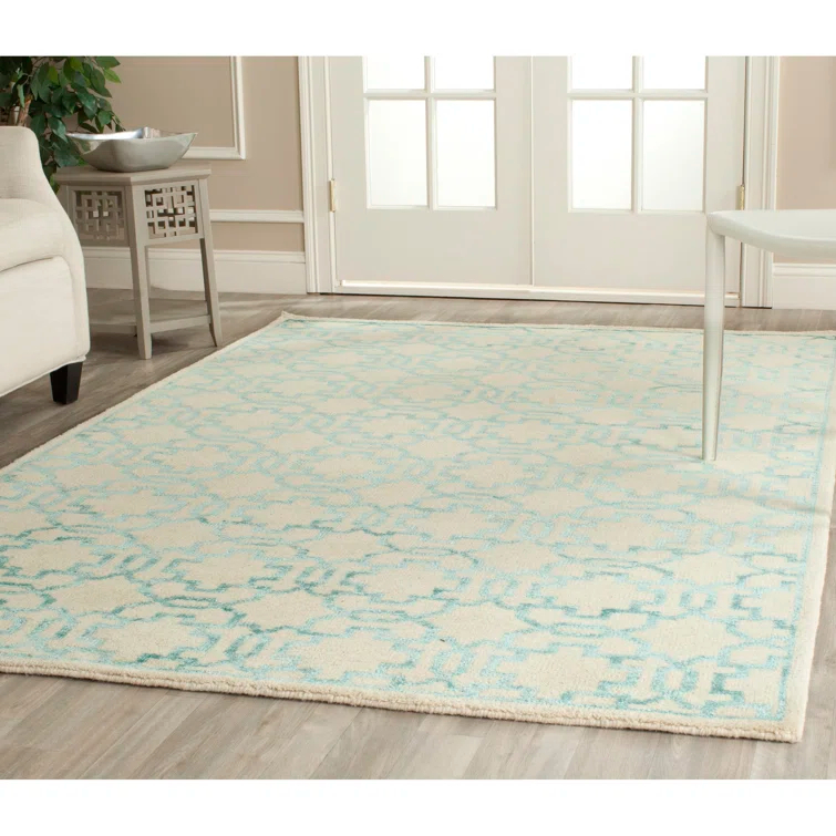 Mosaic Hand Knotted Wool And Viscose Geometric Rug