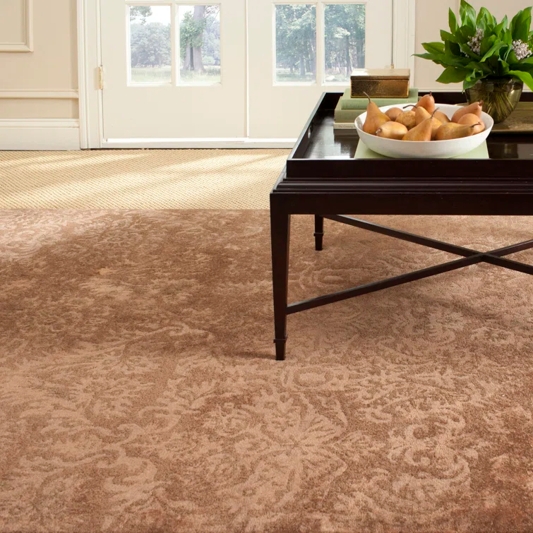 Martha Stewart Hand Tufted Viscos/Wool Damask Rug in Mahogany