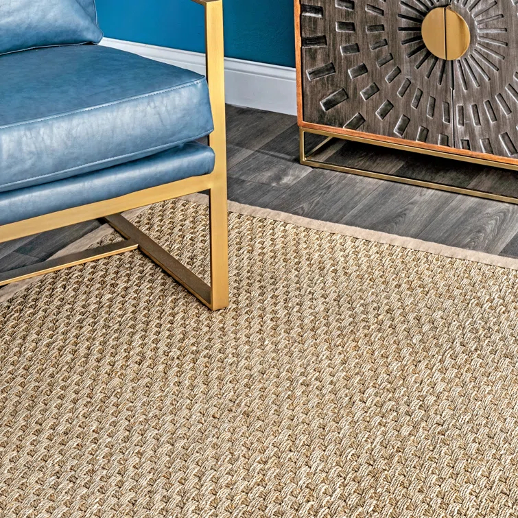 Elidge Checkered Weave Seagrass Indoor/Outdoor Natural Rug