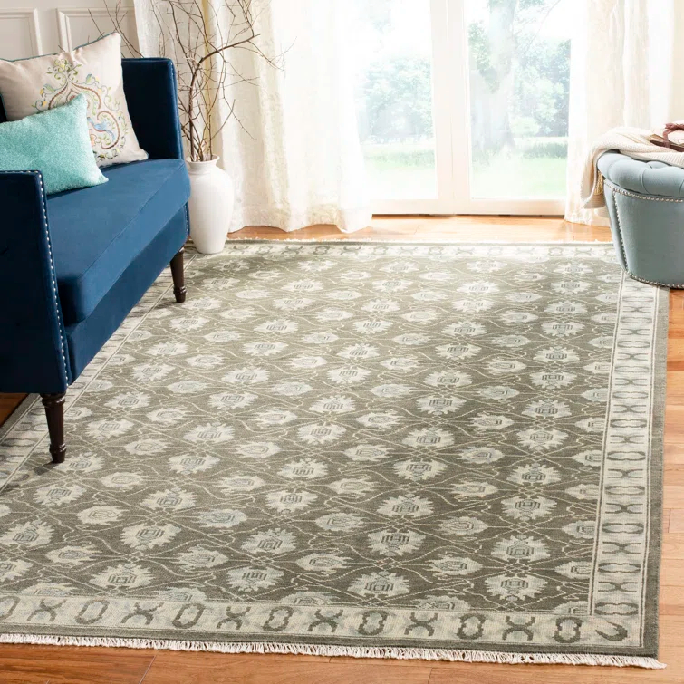 Oushak Oriental Hand-Knotted Wool Gray Area Rug
