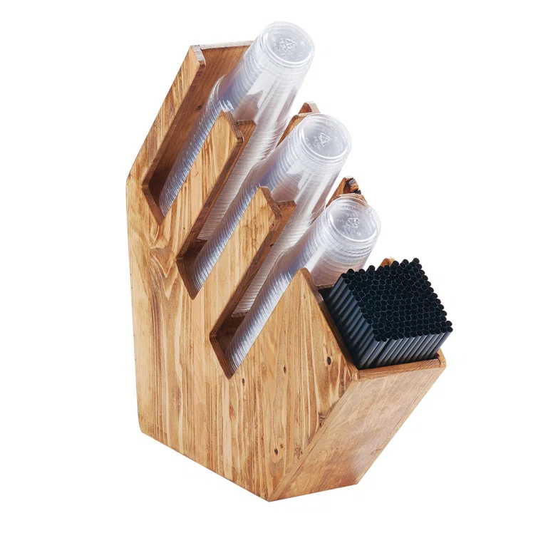 Cal-Mil Madera Cup, Lid, and Straw Organizer