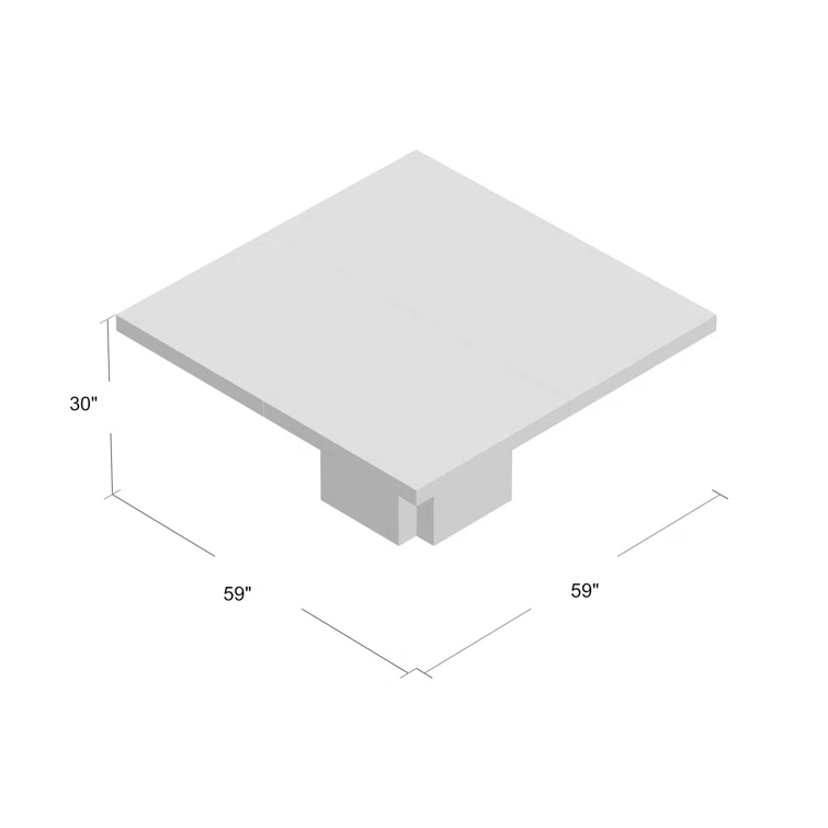 Concrete Melamine Pure Black Industrial Square Dining Table
