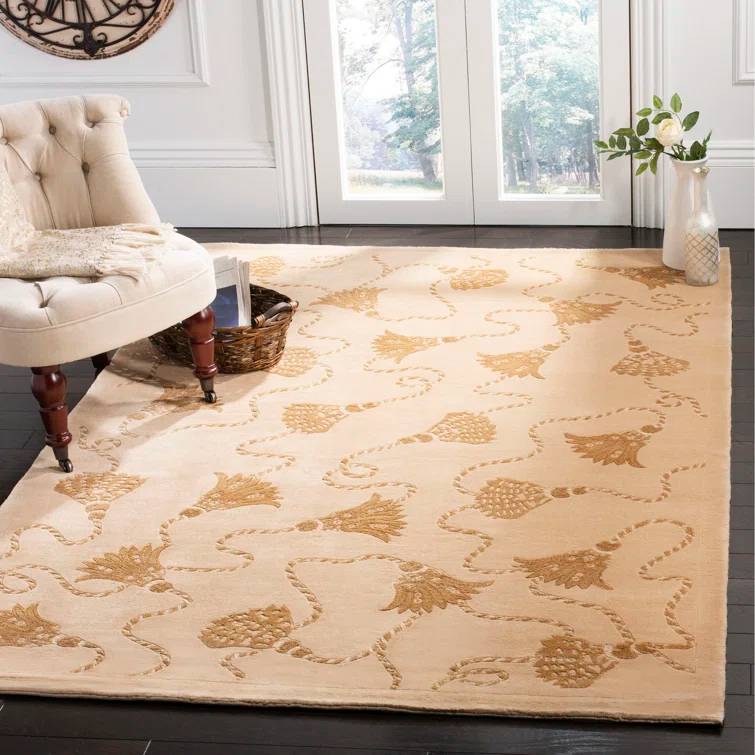 Safavieh Tibetan Hand Knotted Silk & Wool Pile Floral Rug | Perigold