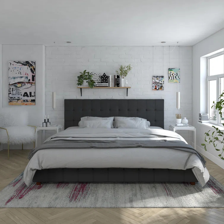 Elizabeth Tufted Upholstered Low Profile Storage Platform Bed