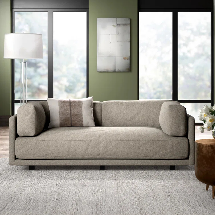 Sunday 82" Agnew Gray Textured Basketweave Cotton Blend Sofa