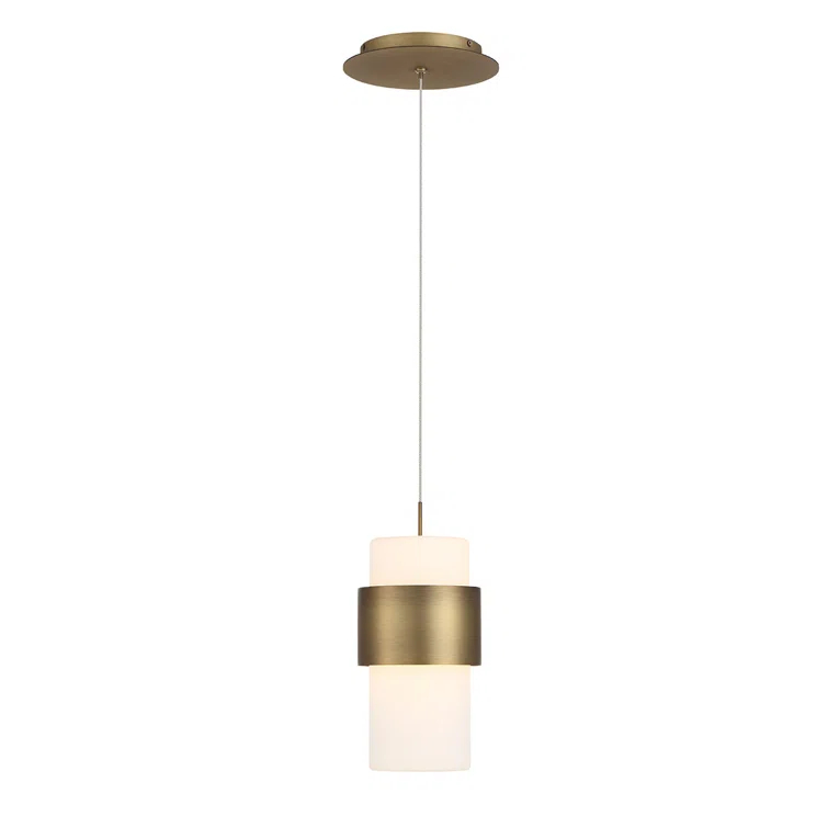WAC Lighting Banded 9" LED 3000K Mid-Century Aluminum Pendant in Aged Brass