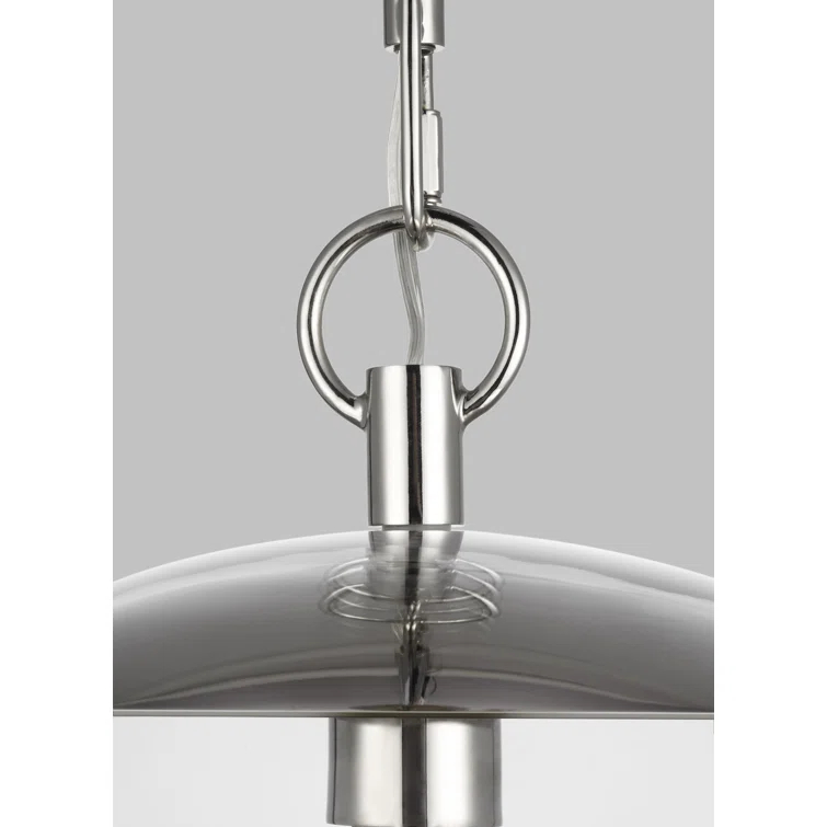 Polished Nickel 16" Globe Pendant Light with Clear Glass Shade
