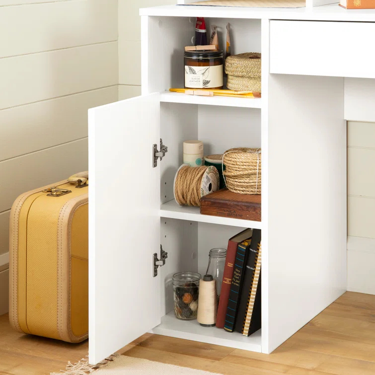 Crea Craft Table with Hutch Pure White