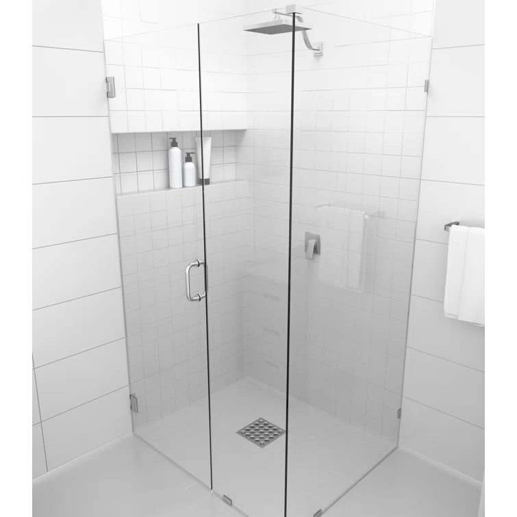 Illume 58 in. x 38 in. x 78 in. 90-degree Fully Frameless Wall Hinged Glass Shower Enclosure