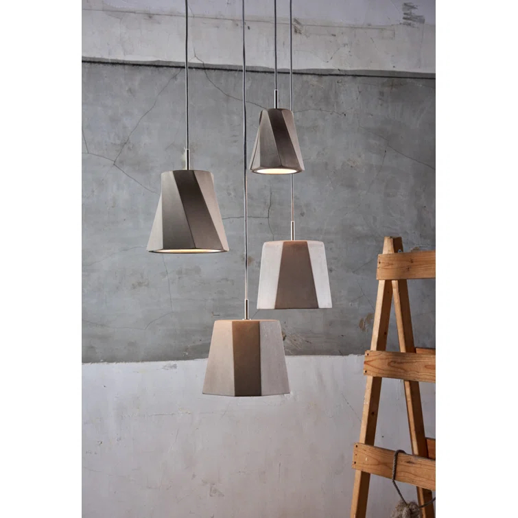 Gray Concrete Mini Pendant Light with Chrome Accents