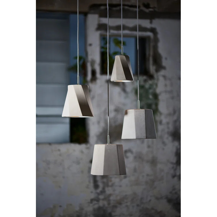 Gray Concrete Mini Pendant Light with Chrome Accents