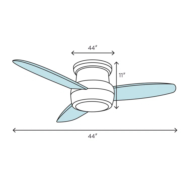 44" Concept II 3 - Blade Outdoor LED Propeller Ceiling Fan with Wall Control and Light Kit Included