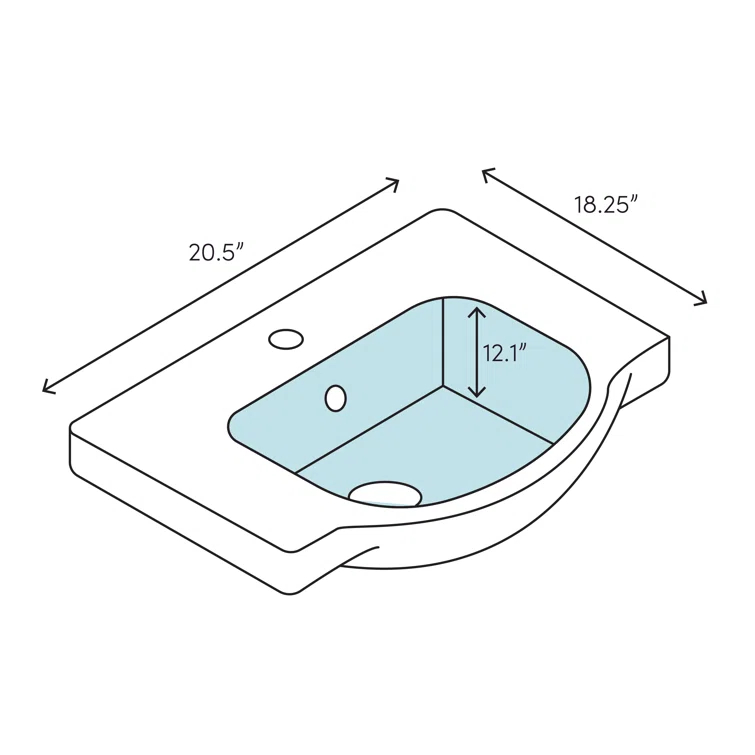 American Standard Lucerne 18.25'' White Vitreous China U-Shaped Bathroom Sink with Overflow