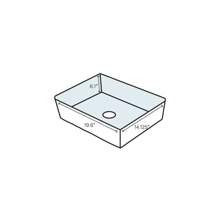 EAGO 14.125'' White Porcelain Rectangular Bathroom Sink with Overflow