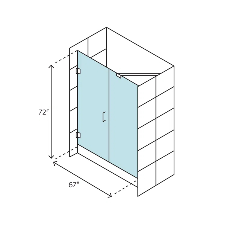 Nautis 72" H Hinged Frameless Shower Door