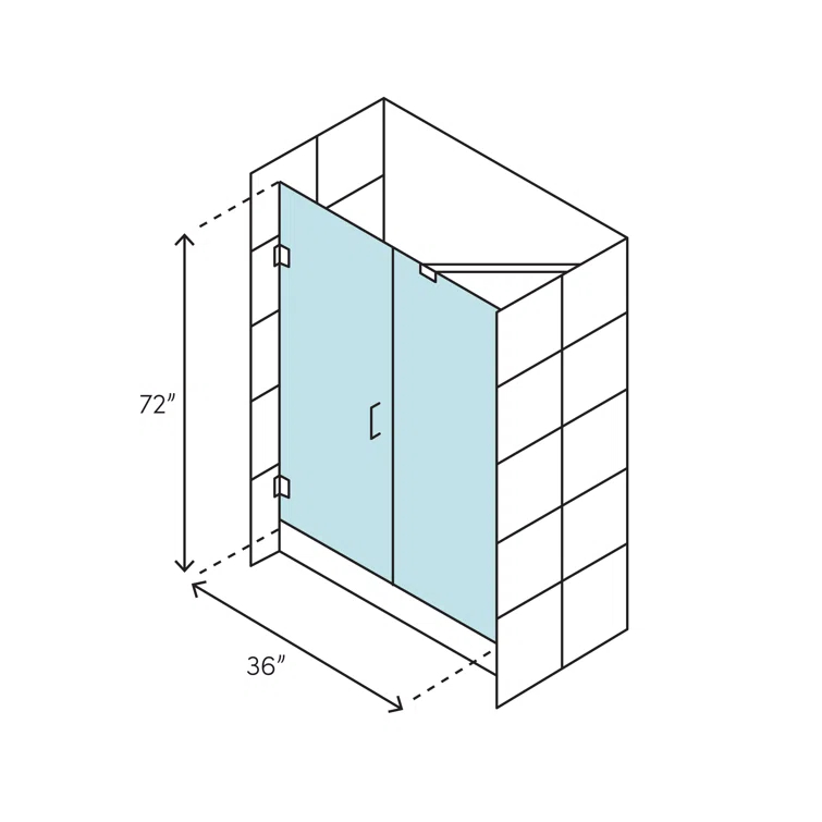 Merrick 36" x 72" Neo Angle Hinged Shower Enclosure