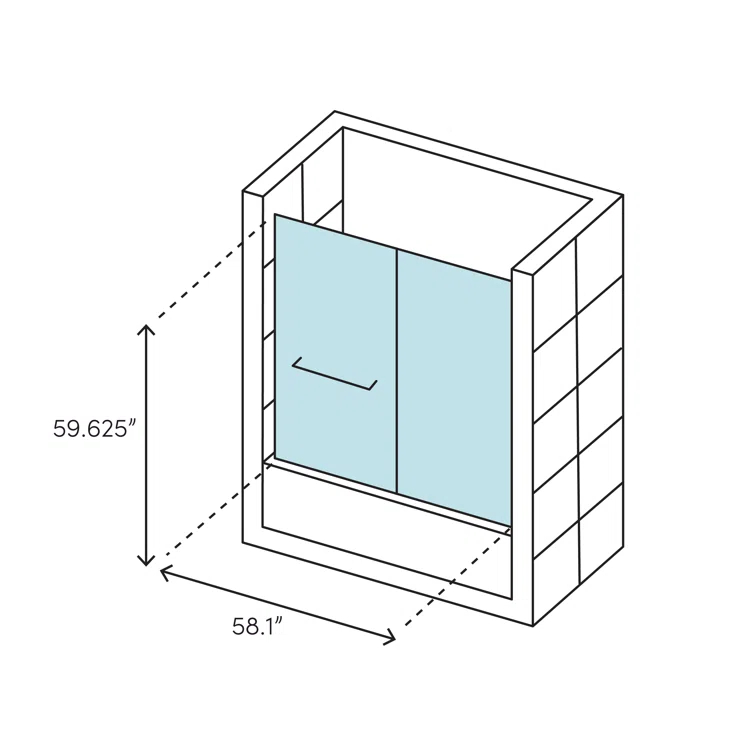 Finesse 59.625'' x 58.06'' Bypass Frameless Bath Door