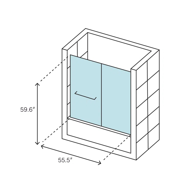 Revel 59.63'' x 55.5'' Double Sliding Bath Door with CleanCoat® Technology