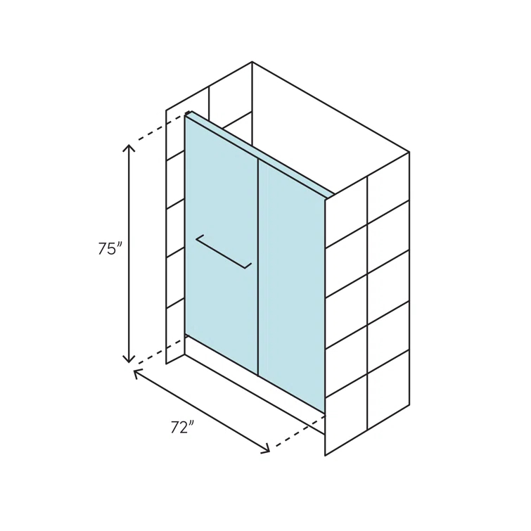 Aston SDR976-SS-72-10 Moselle 75" H Single Sliding Frameless Shower Door