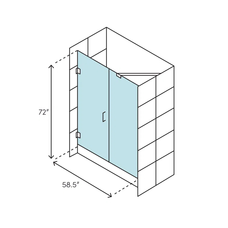 Consort 72" H Hinged Frameless Shower Door