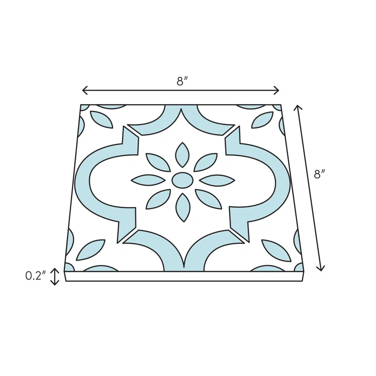 Frosted Elegance 8 in. x 8 in. Diamond Grade Glass Beveled Large Format Square Decorative Kitchen & Bathroom Wall Tile