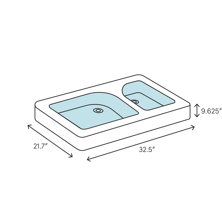 Riverby 33" L x 22" W Double Basin Undermount Kitchen Sink