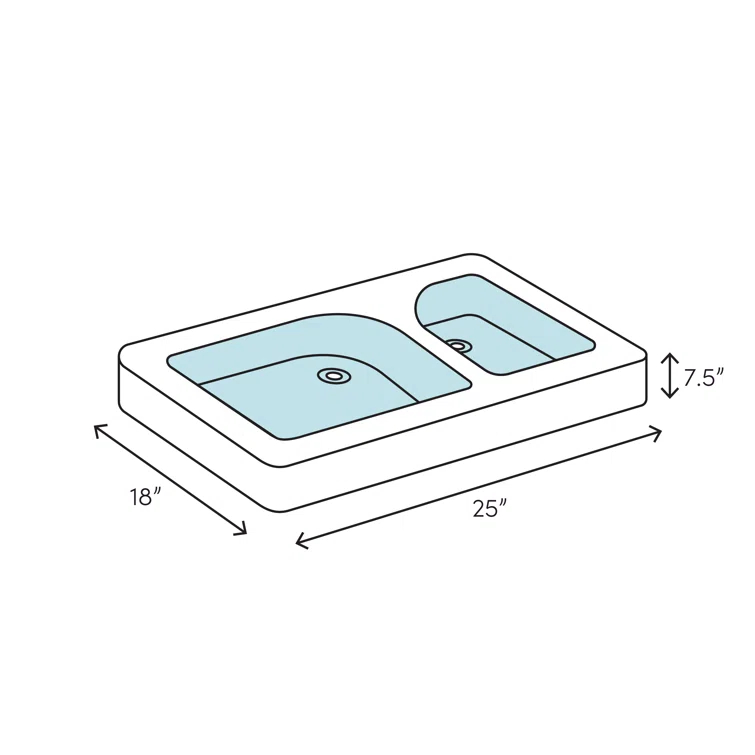 25'' L Drop-In Double Bowl Swanstone Kitchen Sink
