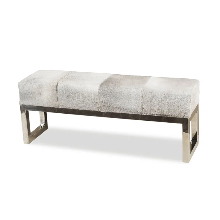 Interlude Moro Genuine Leather Upholstered Bench