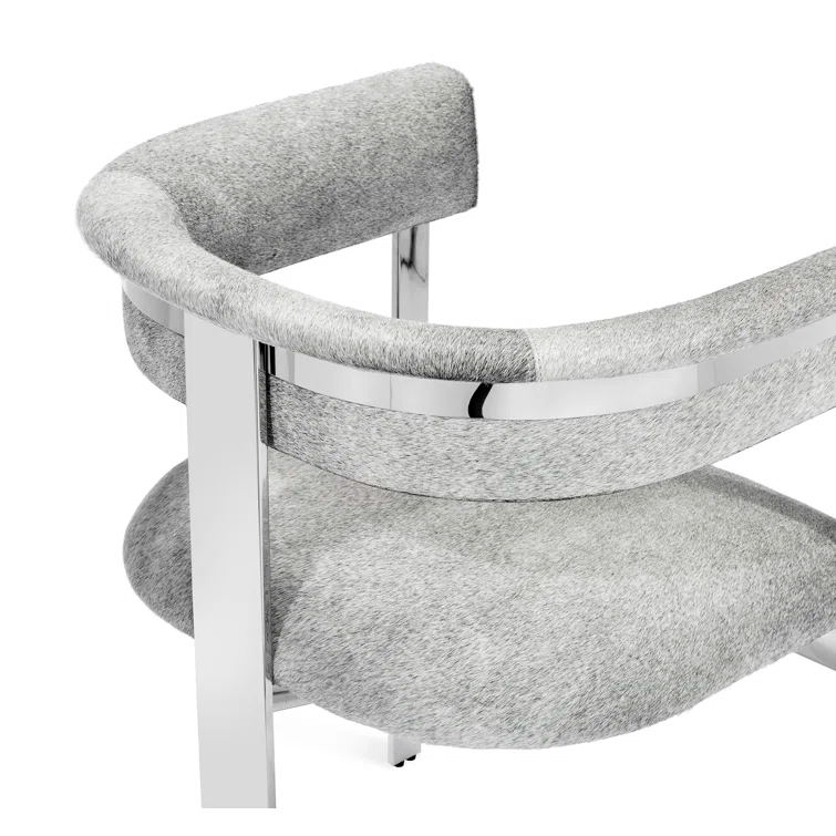 Darcy Leather Upholstered Metal Arm Chair