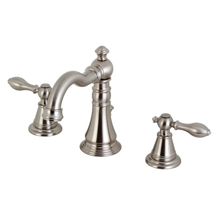 Kingston Brass English Classic Two-Handle 3-Hole Deck Mount Widespread Bathroom Faucet with Pop-Up Drain