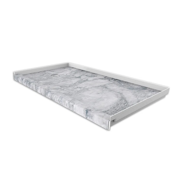 FlexStone 48"L x 34"W Single Threshold Alcove Shower Base with Center Drain