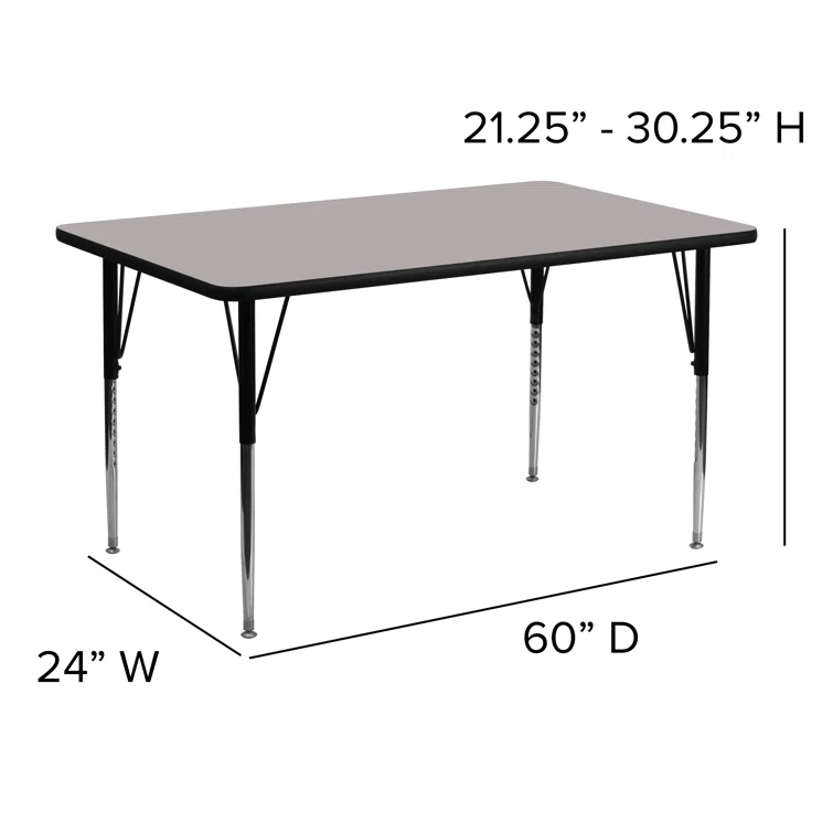 Goddard 24''W x 48''L Rectangular HP Laminate Activity Table - Adjustable Legs