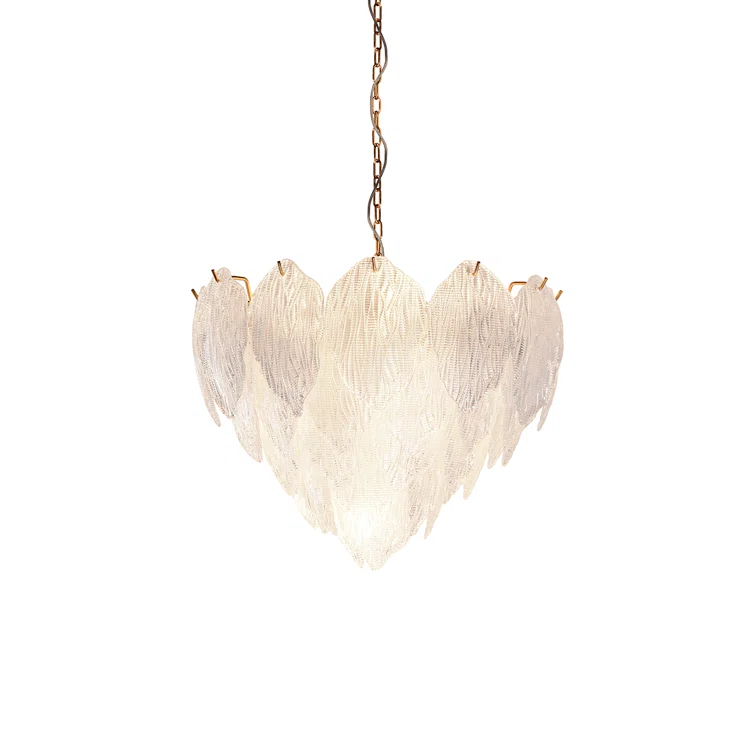 Acanthus 7-Light Distressed Gold Textured Glass Chandelier