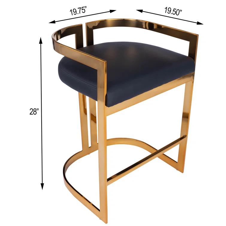Butler Specialty Metal Bar Stool Chair in Gold With Semi-circle Seat & Footrest