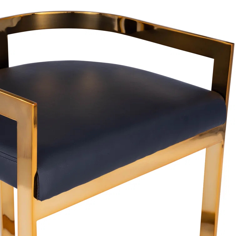 Butler Specialty Metal Bar Stool Chair in Gold With Semi-circle Seat & Footrest